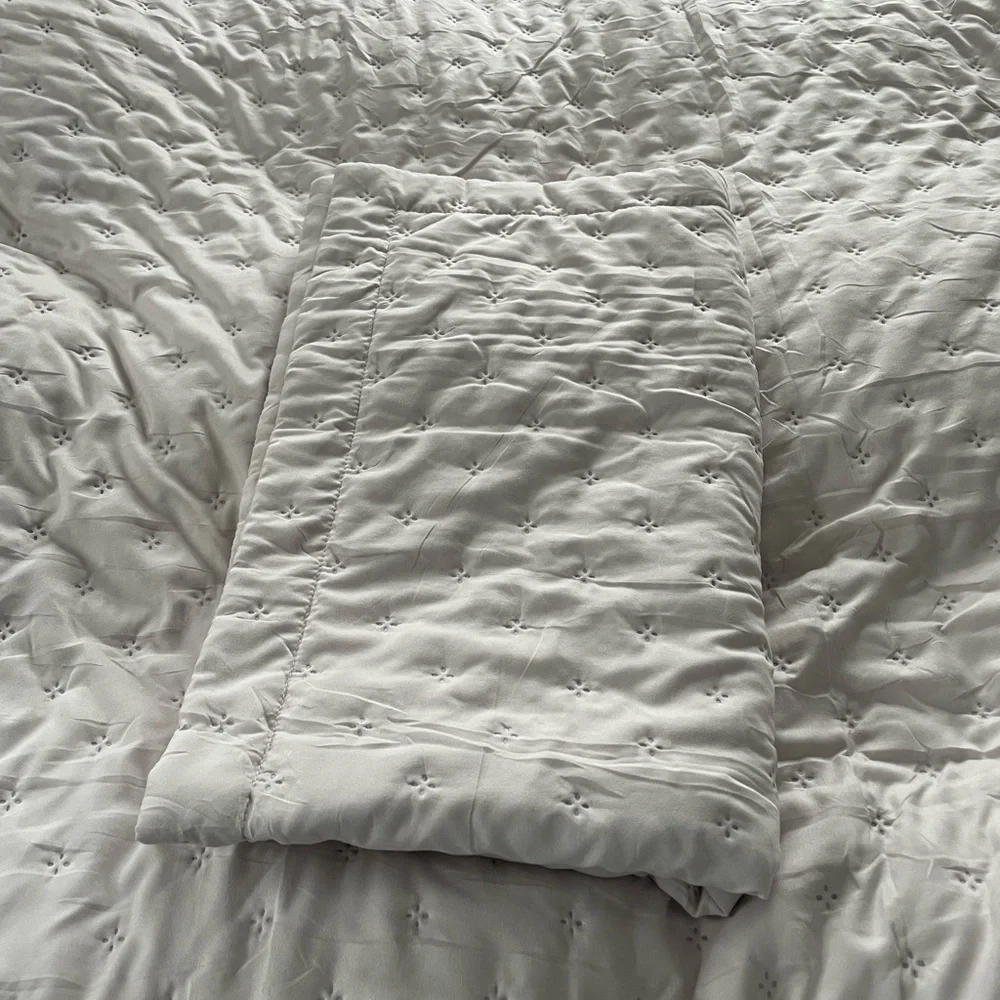 NWOT Comforter & Pillow sham. Oeko-Tex Certified. Bedsure. Light cream. Queen.